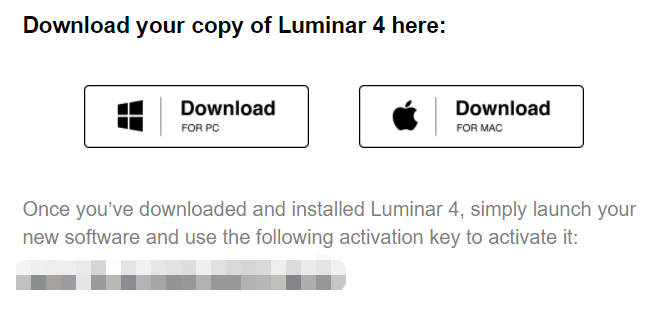 Luminar 4激活码邮件
