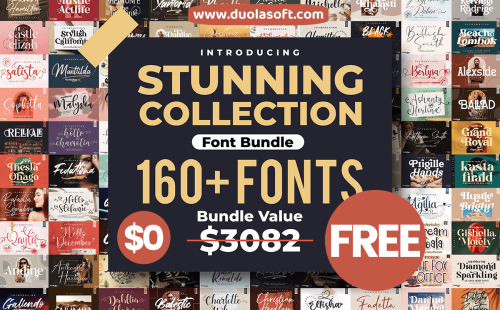 166种Stunning Font Bundle高级字体终身商业许可免费送