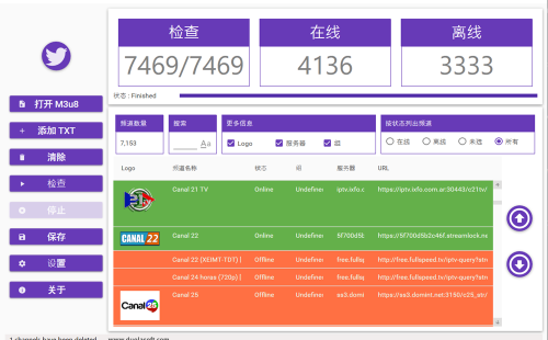 IPTV Checker汉化版直播源有效自动检测工具